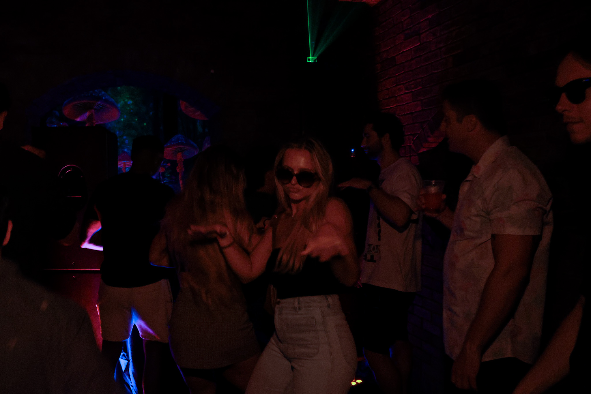Dance floor with green laser