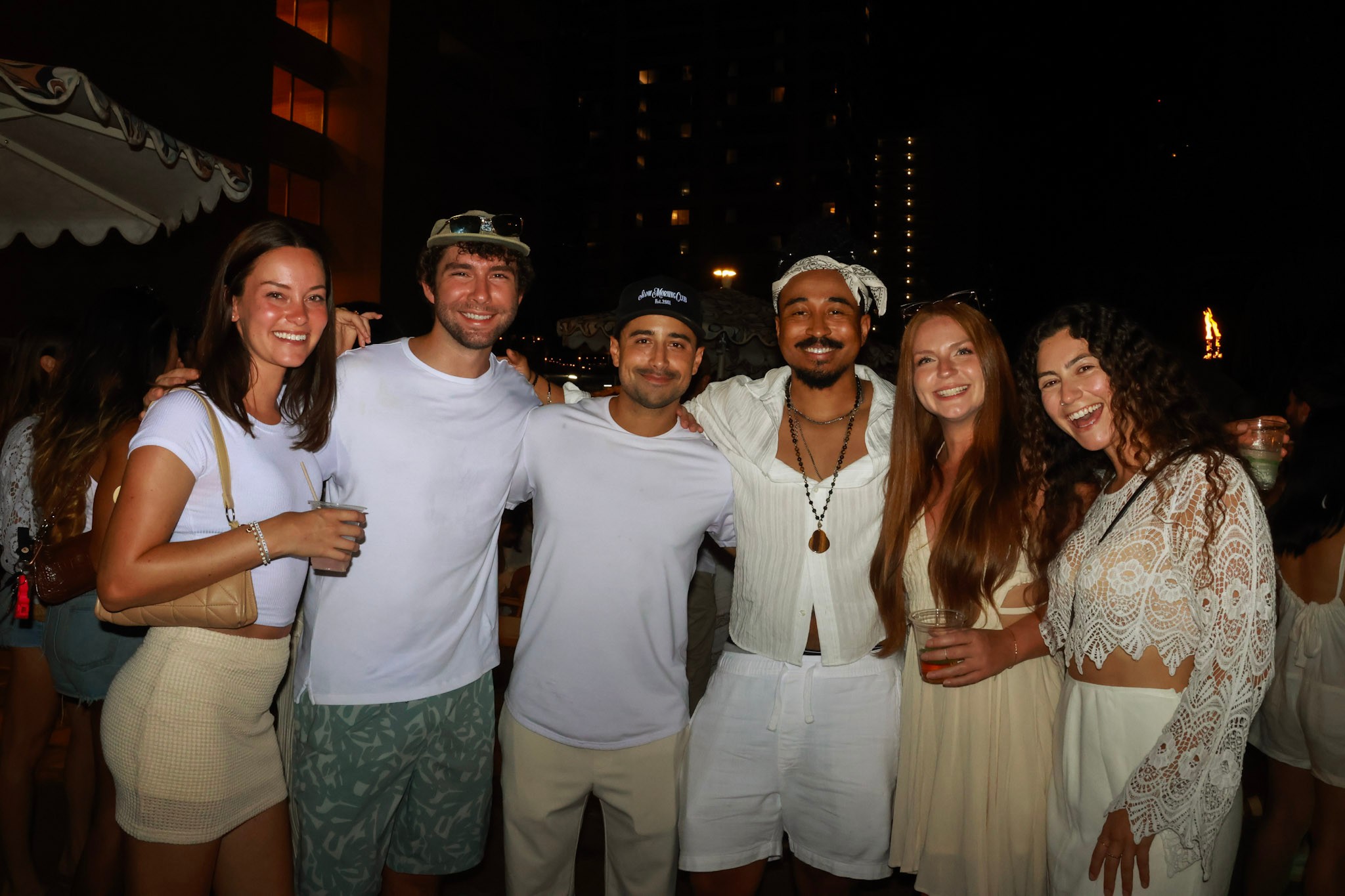 Group at white party